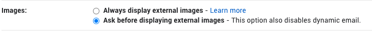 Gmail Image Settings